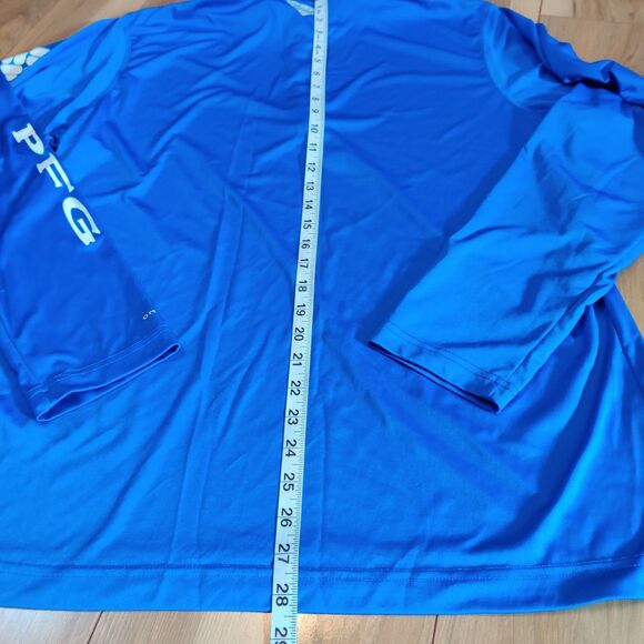 Columbia Shirt Men's Large Blue PFG Omni Shade 1/4 Zip Pullover Golf Gym Hiking - Picture 12 of 13